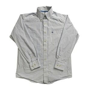 Ariat Pro Series Shirt Mens Medium Blue Striped Button Down Long Sleeve 10023597